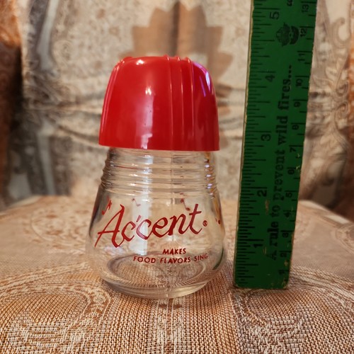  Accent Seasonings Shaker 1950s Red Advertising "Makes Food Flavors Sing" - Bild 7 von 7