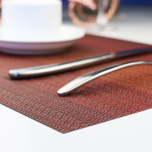 Placemats Set of 6 and Table Runner,Heat Resistant Vinyl Woven Washable Table... - Picture 6 of 6