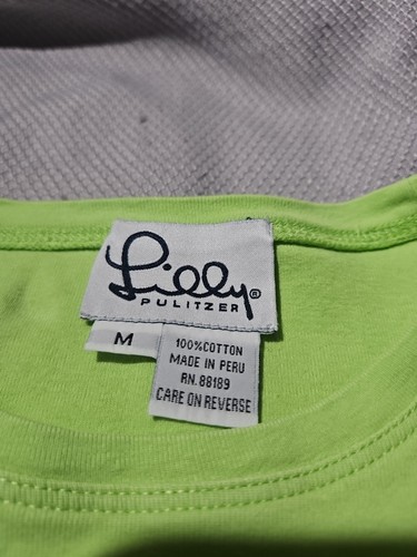 Vtg Lilly Pulitzer Shirt Youth Girls Medium Green Top CrewNeck Casual Preppy Tee - Picture 7 of 11