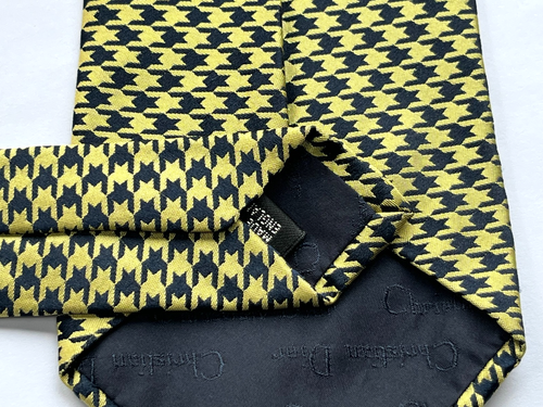 CHRISTIAN DIOR Silk Tie Gold And Navy Patterned - Picture 3 of 3