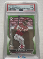 2023 BOWMAN BASEBALL  Elly De La Cruz RC #BP-65 NEON GREEN #281/399  PSA 9  Reds