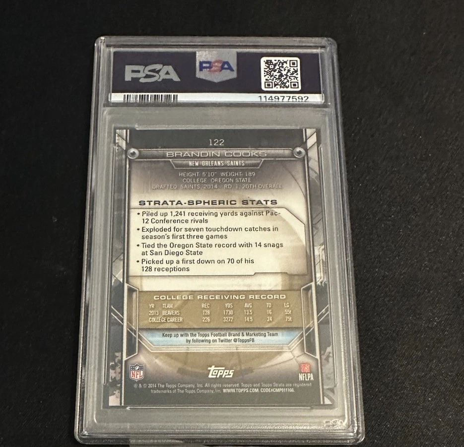 2014 Topps Strata Brandin Cooks Ruby 1/1 - Image 2 of 2