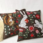 Cushions Throw Scatter Pillows Vintage Needlepoint Cross Stitch Animals Folk Art