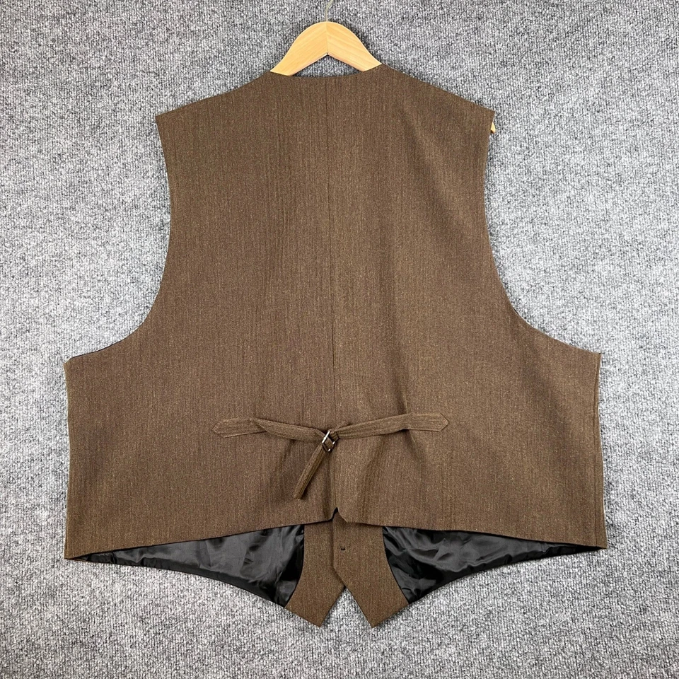 Frontier Classics Vest Mens 3XL Brown Waistcoat Cinch Back Twill Western - Image 2 of 4