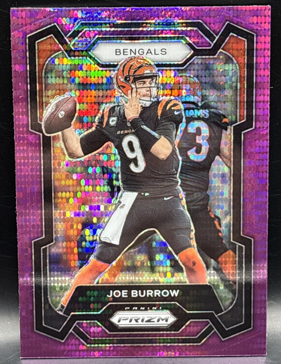 2023 Panini Prizm Joe Burrow Purple Pulsar 57 Cincinnati Bengals