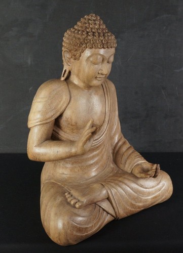 Japanese sculpture Butsuzo Buddha wood carving 1970 Kiri wood - Picture 2 of 16