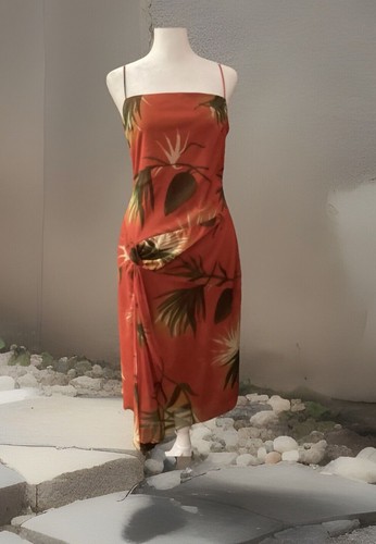 Vestido Dina Bar-El Diseñador Y2K L Óxido Floral Malla Superposición Espagueti Correas Forrado - Imagen 2 de 15