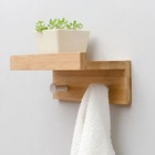  Wall-mounted Storage Rack with Hooks Floating Bamboo Wall Ledge Indoor