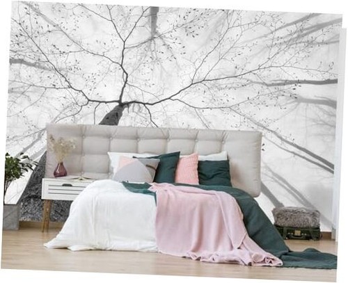 Gray Forest Woodland Wallpaper Mural for Bedroom Living Room (Not Peel n' - Picture 1 of 7