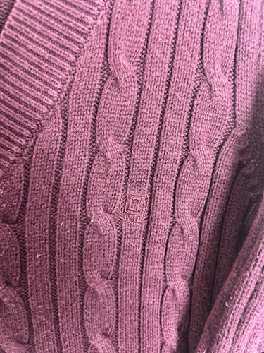 Chaps, Damen Pullover Pulli weinrot Zopfmuster V-Ausschnitt, Gr. XL - gebraucht - Bild 3 von 8