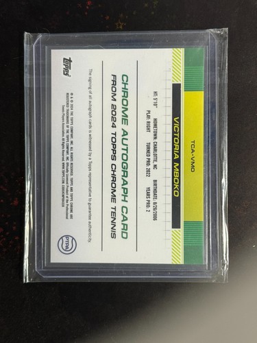 Tenis Victoria Mboko Rookie RC 2024 Topps cromado automático #TCA-VMO 1 - Imagen 2 de 2
