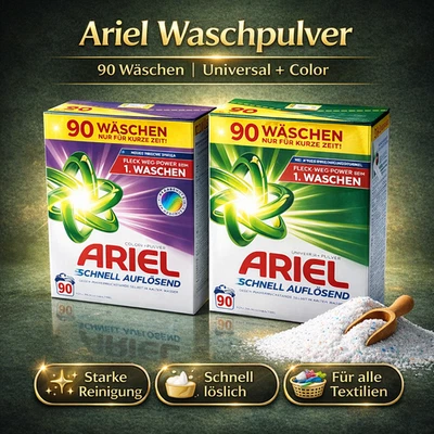 Ariel Waschpulver - 90 Wäschen Universal + Color + Pulver - 4,98kg - Original - Bild 1 von 4