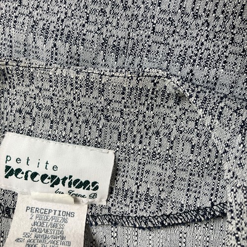 Vintage Petite Perceptions by Irene B Jacket Top Womens 12 Gray Black Open Front - Picture 7 of 12
