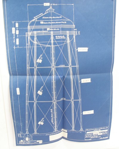 VINTAGE 1938 BAUPLAN DIAGRAMM WASSERTURM MILITÄRLAGER HULEN PALACIOS TEXAS - Bild 7 von 20