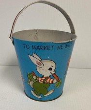 J. Chein Tin Lithograph Sand Pail -To Market To Market Song Lyrics - F4-21
