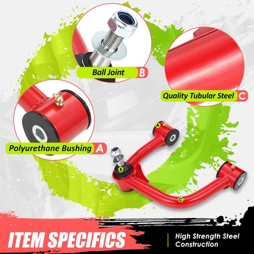 2"-4" Lift Red Pair of Front Upper Control Arms Kit For Toyota Tacoma 4WD 05-24 - Picture 2 of 6