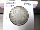 1920  Canadian Silver 50  Cent Coin.     Item #3263