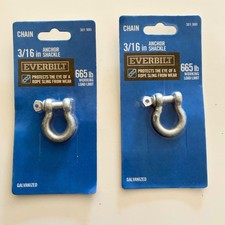 2 New EVERBILT 3/16 in. Anchor Shackle Galvanized, 665-Lb Load Limit, No 381 980