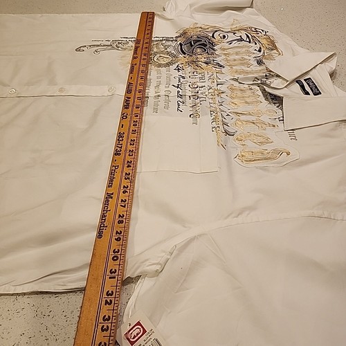 Neu mit Etikett Ecko Unltd Money Makin Herrenhemd 4XB 4X groß weiß Baumwolle geknöpft Kurzarm - Bild 9 von 9