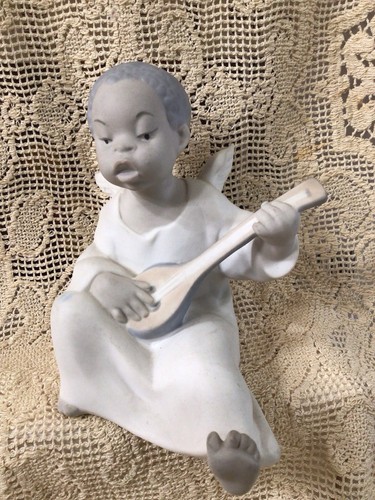 Lladro Engel Black Legacy Collection Junge Cherub Mandoline Spanien #4537 TLC - Bild 5 von 7