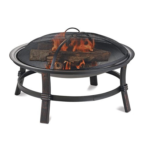 Mr. Bar-B-Q 29.3" Wood Burning Fireplace w/Match Light Ignition, Black(Open Box) - Picture 6 of 9