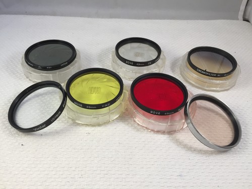 7 49mm Filter, 4 Hoya, rot, gelb, CS, PL, Cromofilter B1, B&W KR1.5, UV Haze
