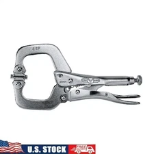 Lockable C-Clamp W/ Swivel Pads Wide Jaw Versatile Pressure Adjustments New