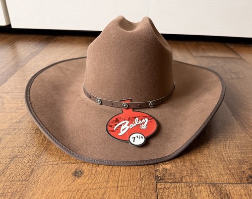 NWT Bailey Western 2X Brown Wool Felt Studded Cowboy Hat Men’s Size 7 1/4 - FLAW