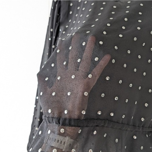 IRO geraffte Nieten Georgette Bluse schwarz, Gr. 40/8 - Bild 8 von 8