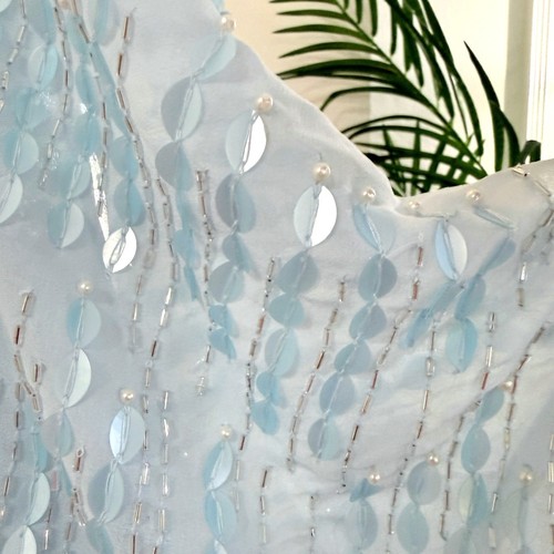 Mac Duggal Evening Gown Blue Embellished V Neck Formal Maxi Dress Size 16 - Picture 10 of 13