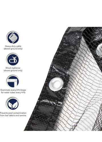 Blue Wave BWC506 21-ft Round Leaf Net Above Ground Pool Cover,Black - Picture 2 of 8