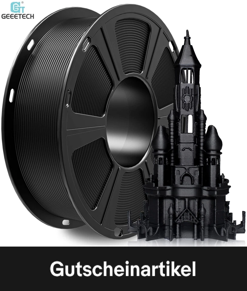 Geeetech PLA Filament Schwarz 1.75mm 1kg/Rolle glatte Filament für 3D Drucker DE