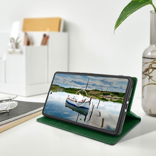 Etui Google Pixel 7 Portefeuille Design Cuir Texturé Support Video Vert - Photo 3 sur 6