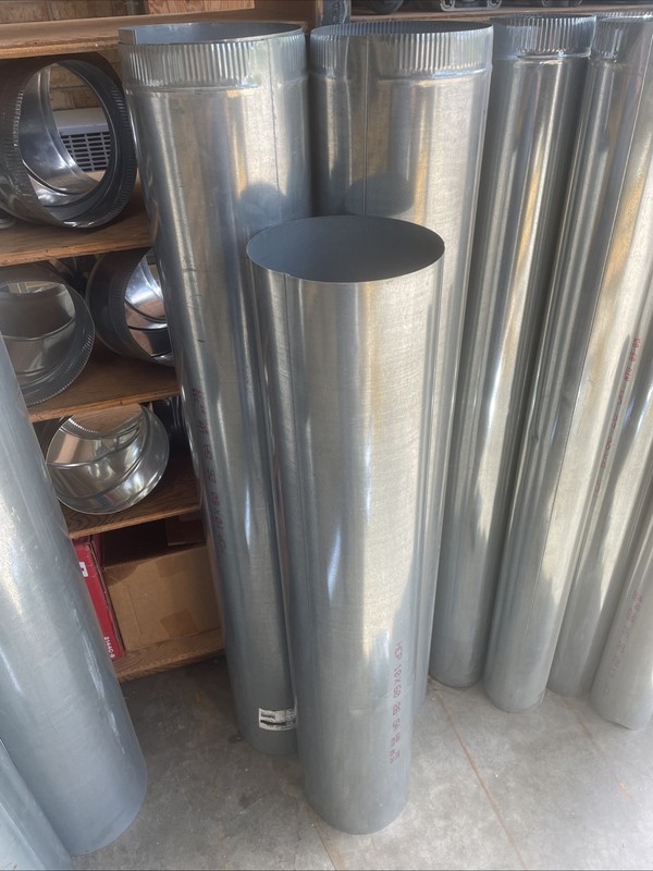 10” x 60” 26 ga Galvanized Steel Round Duct has 3 screw holes used temporarily