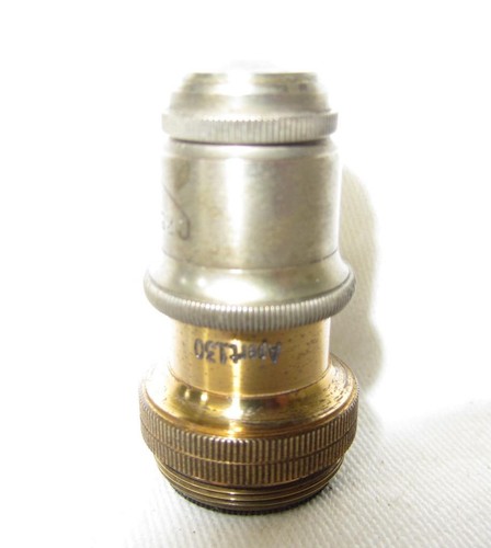 Antico obiettivo microscopio in ottone Reicht Wien 18b omog. imm 1/12" #26573 - Foto 3 di 7