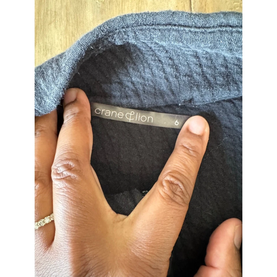 Crane & Lion Quilted Half Zip Pullover Gray Size 6 Cotton Blend Long Sleeve - Image 3 of 4