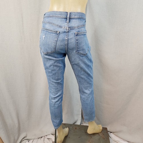 GAP Distressed Med Rise Taper Leg Bst Girlfriend Denim Blue Jeans Womens Siz 28W - Picture 4 of 6