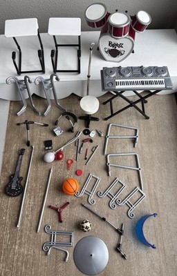 Y2K Bratz Doll Rock Angelz Band Drum Set Keyboard Guitar Lot 2005 & More Extras
