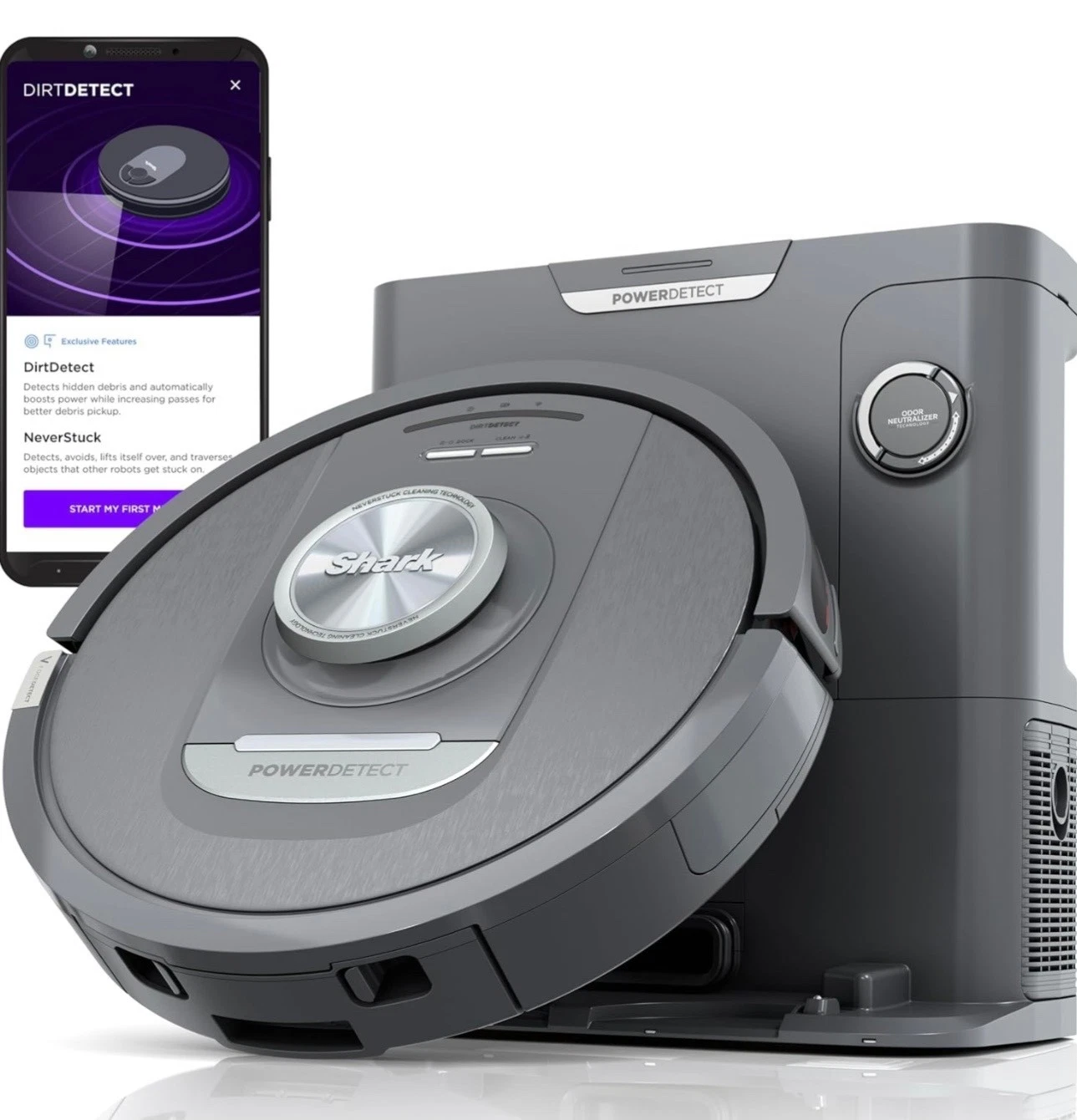 Shark PowerDetect AV2820AE Robot Vacuum Self-Empty HEPA NeverStuck Pet Hair XL