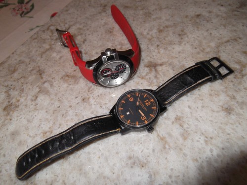 Vintage Watch Lot Stuhrling Original Automatic 50ft Guess Chronograph Red 100ft