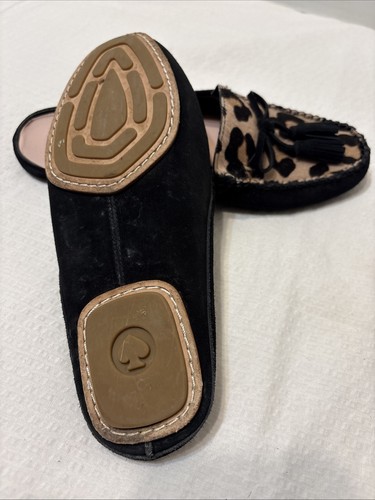 KATE SPADE NEW YORK Womans Calf Hair Animal Print/Black Suede Tassel  Mules ~ 8M - Picture 10 of 10