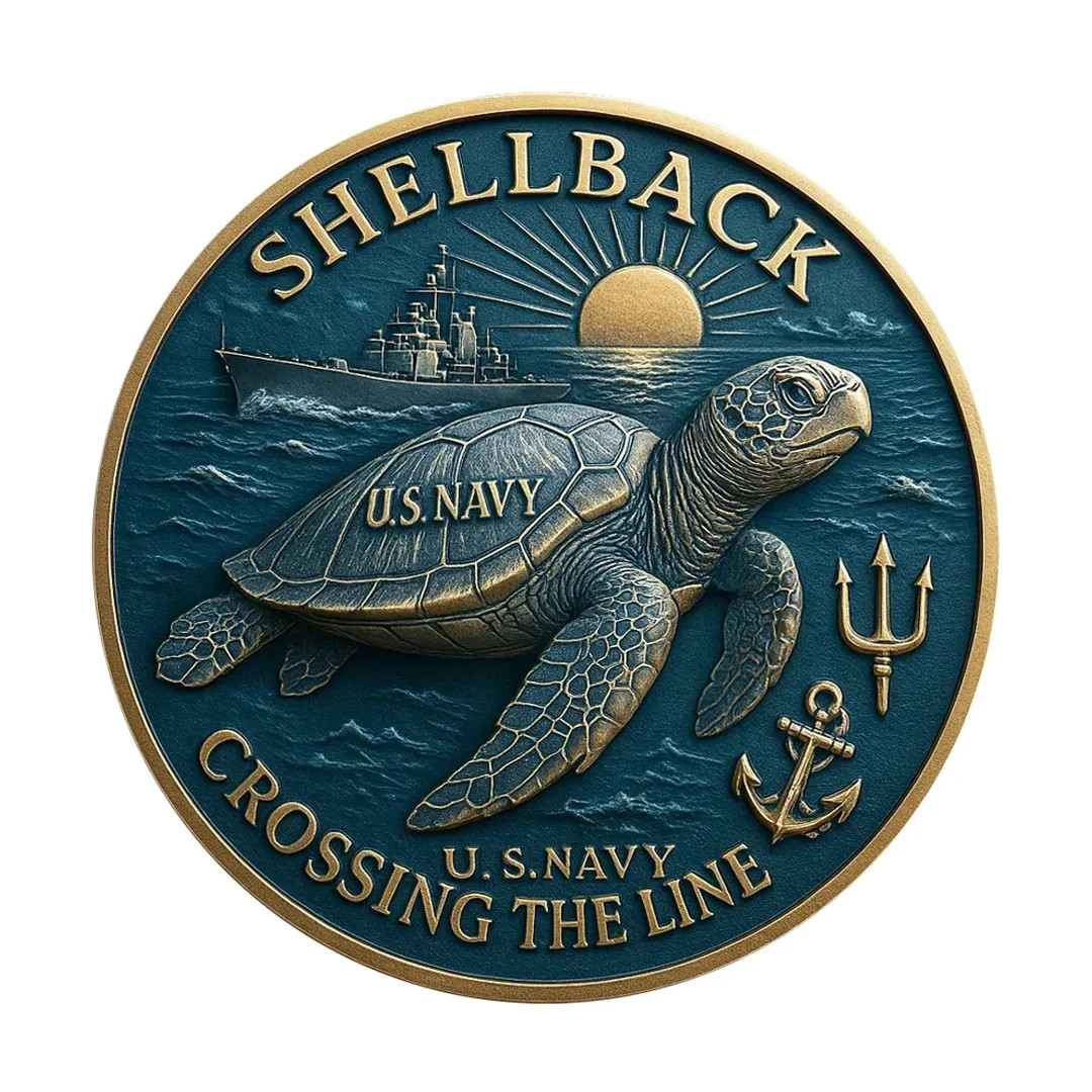 U.S. Navy Shellback Crossing The Line Challenge Coin Military