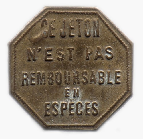 Token GOOD FOR A TRIP - 10 CENTS - 1919 - FRANCE / LYON - OTL trams - Picture 2 of 2