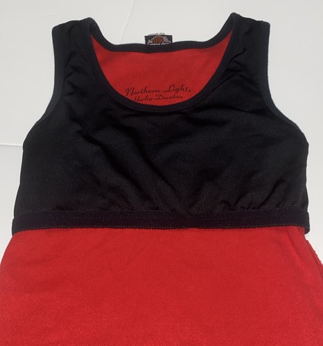 Vintage Y2K Harley Davidson Tank Top Womens L Northern Lights Holoubeck USA Red - Picture 9 of 11