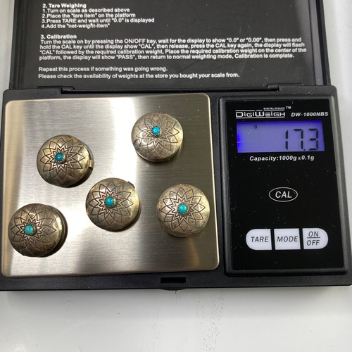 Native American Southwestern Style Sterling Silver Turquoise Button Covers - Picture 10 of 13