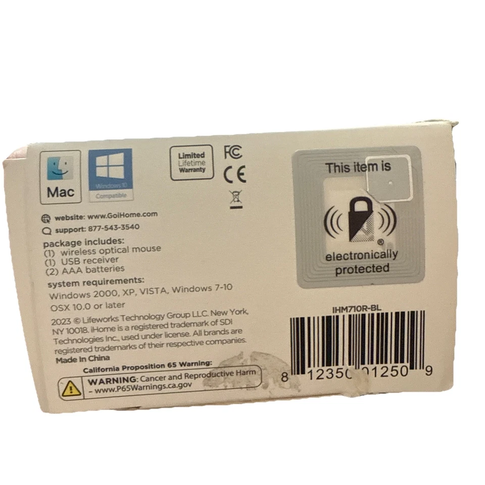 Wireless Precision Mouse Plug & Play USB Ihome IHM710R-BL + Bonus Used Mouse - Image 4 of 4