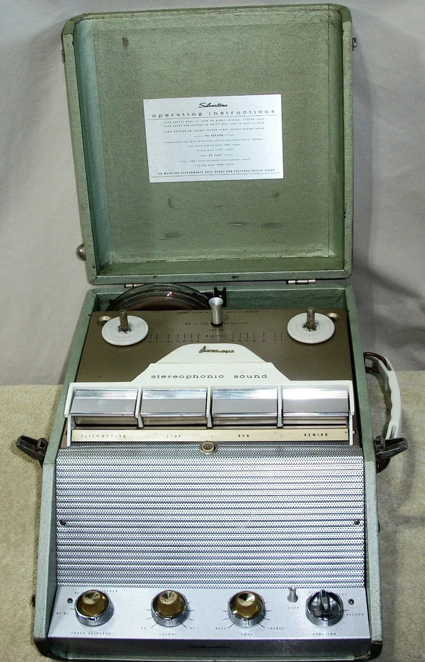 Grabadora de cinta Sears Silvertone años 60 todo tubo estéreo portátil carrete a carrete 1232 Foto 3 de 4