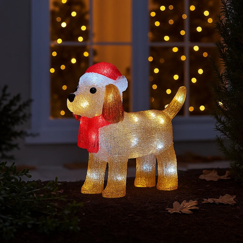 Acrílico de Navidad LED Decoración para Perros Iluminar Adorno Dachshund Batería de Navidad - Imagen 19 de 24