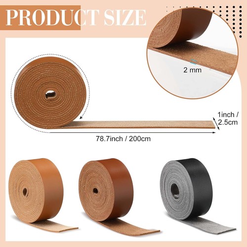 3 Rollen Lederbänder zum Basteln einseitige Kunstlederstreifen 2 mm dick... - Bild 2 von 6