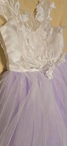 Flower Girl Dress Lavender And White Size 5/6 Read - Picture 8 of 19
